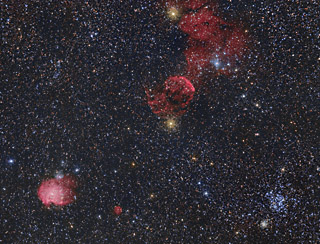The Monkeyhead Nebula, Jellyfish Nebula, Sh-249, and M35 Wide Field in HaRGB