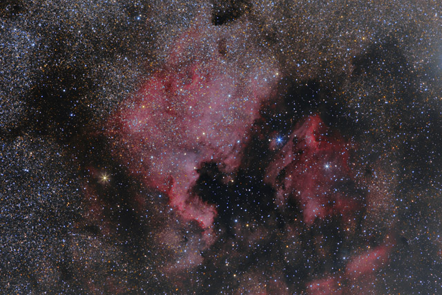 The North American and Pelican Nebulae in RGB (Color)